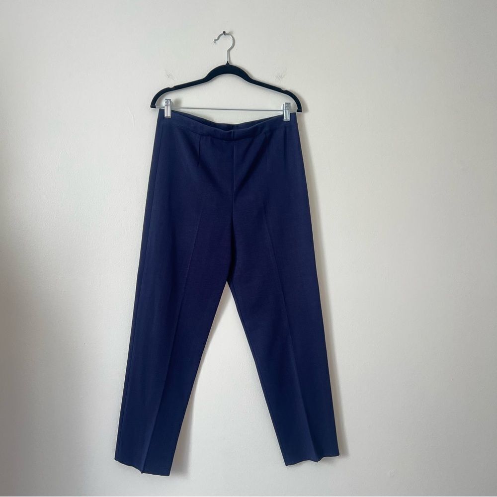 Ming Wang Straight Leg Knit Pull on Pants Navy Blue Size Large Petite - Picture 2 of 8